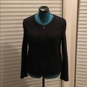 Black shirt style jacket.